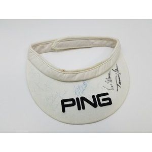 Vintage White Ping Visor Golf Black‎ Lettering Autographed Womens